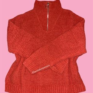 Rust / Scarlet Waffle Knit Sweater